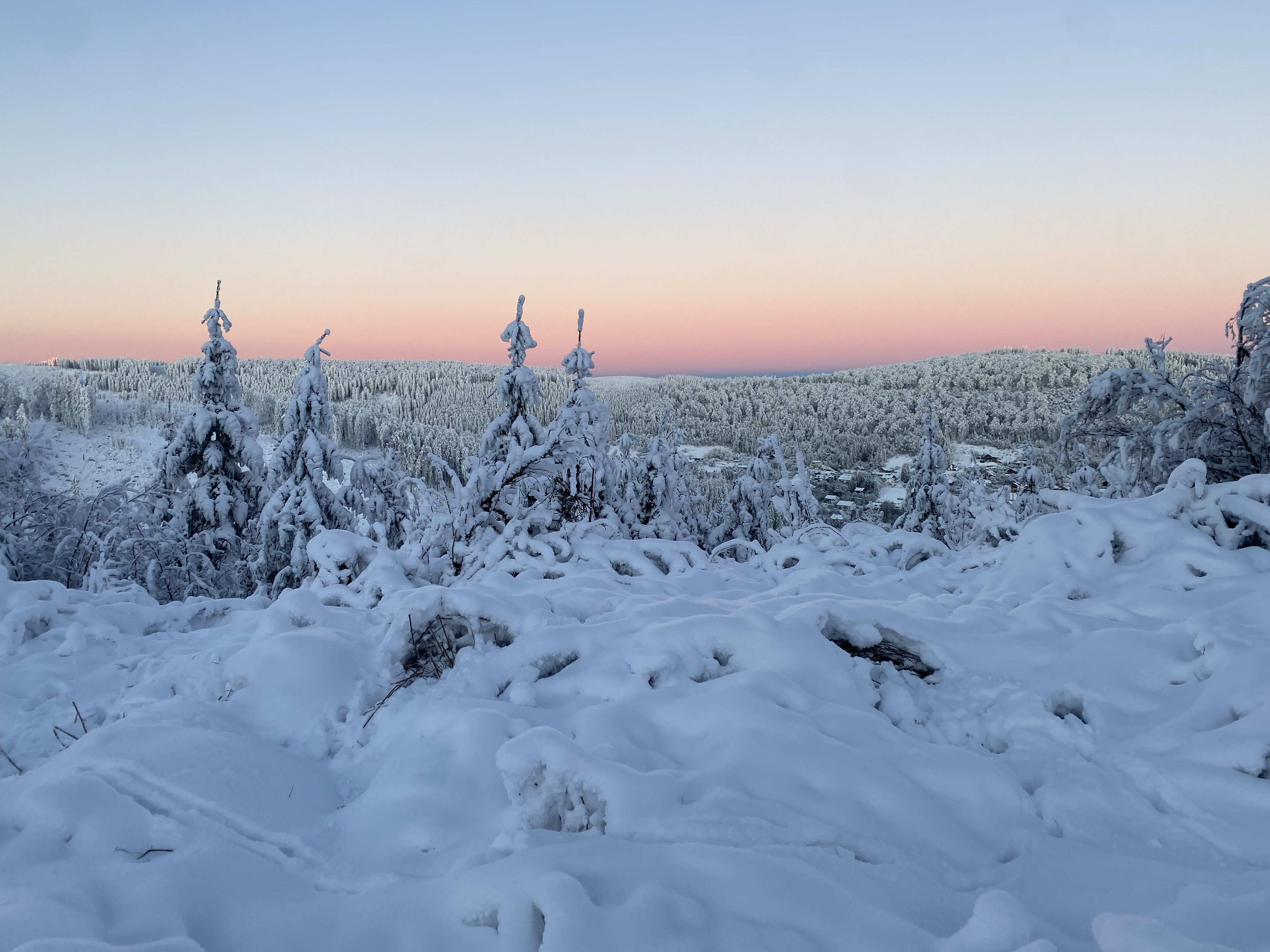 Winterlandschap op de Ettelsberg bij zonsopgang 