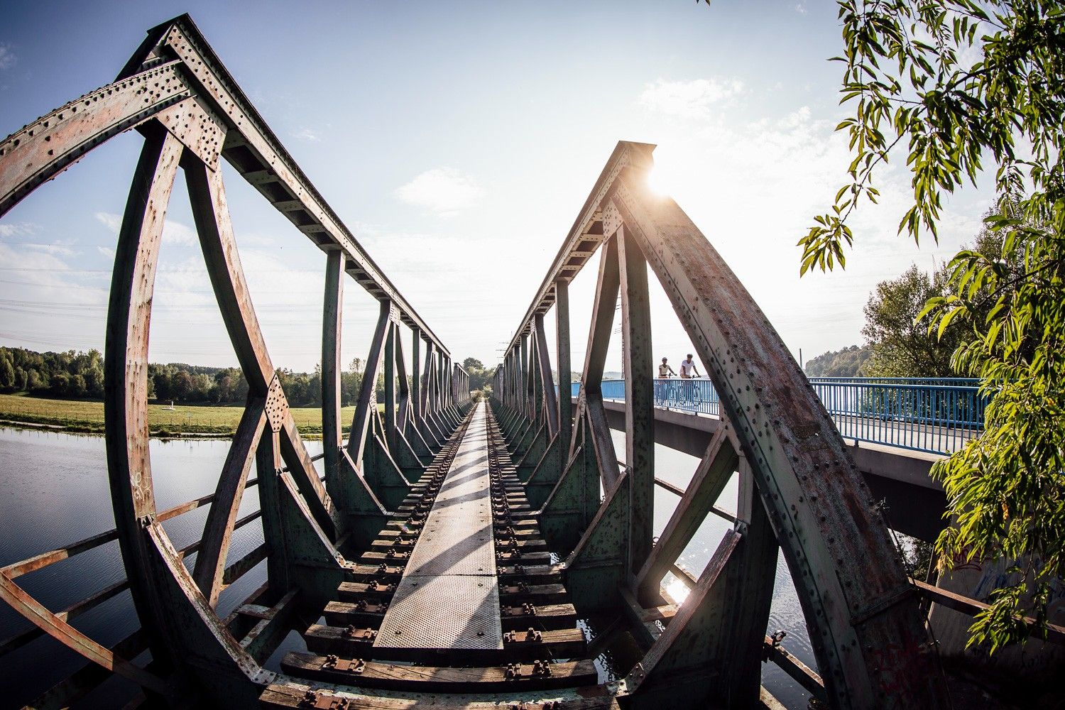 Ruhrtal-Radweg in Bochum, Brücke am Eisenbahnmuseum