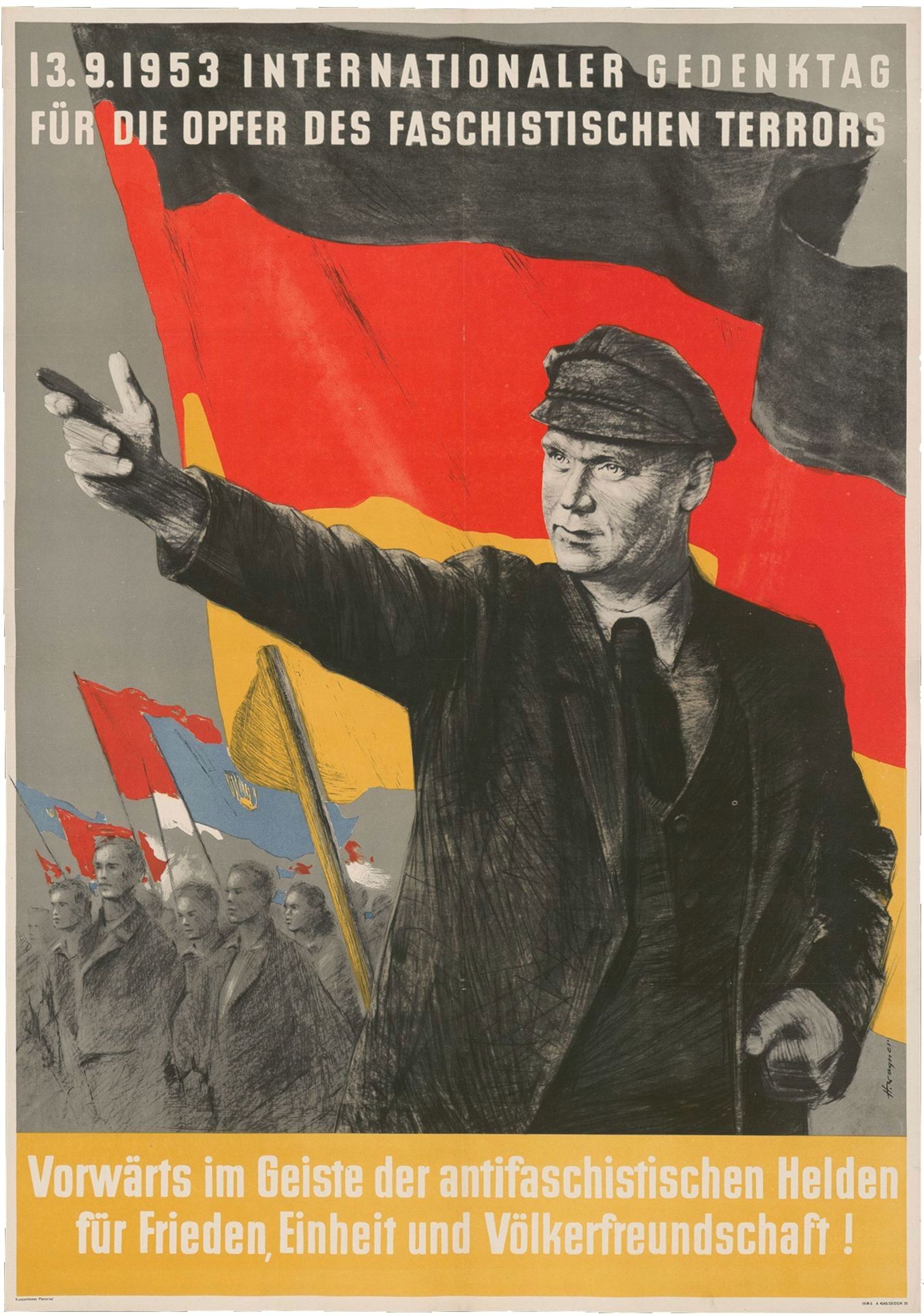 Poster 13.9.1953 Internationale Herdenkingsdag voor de Slachtoffers van de Fascistische Terreur