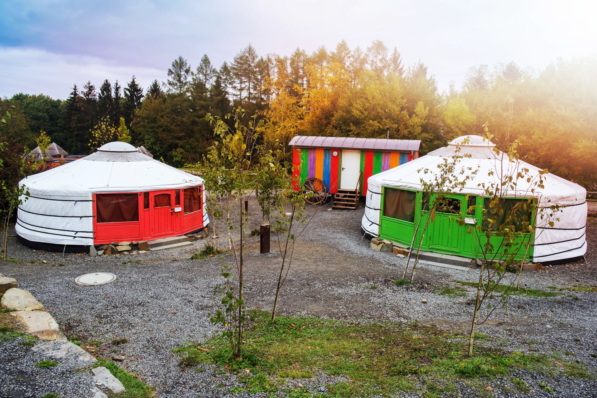 Yurts op de Panarbora boomtoppenwandeling, Waldbröl, Bergisches Land